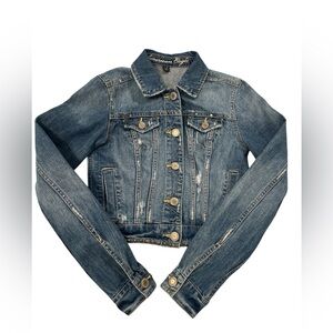 American Eagle Women’s Blue Denim Distressed Jacket Size XS